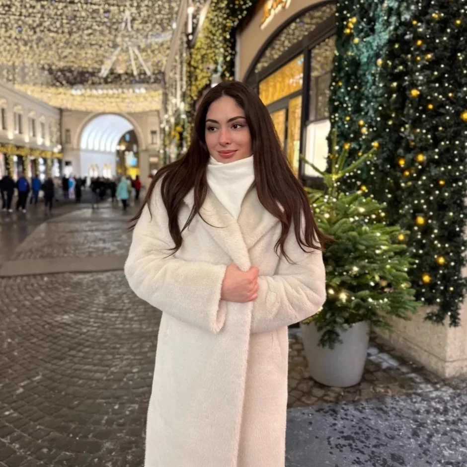 Abrigo largo de piel sintética con cordones para mujer, chaqueta de piel Artificial gruesa y cálida con cintura ceñida para mujer, abrigo peludo ajustado para invierno