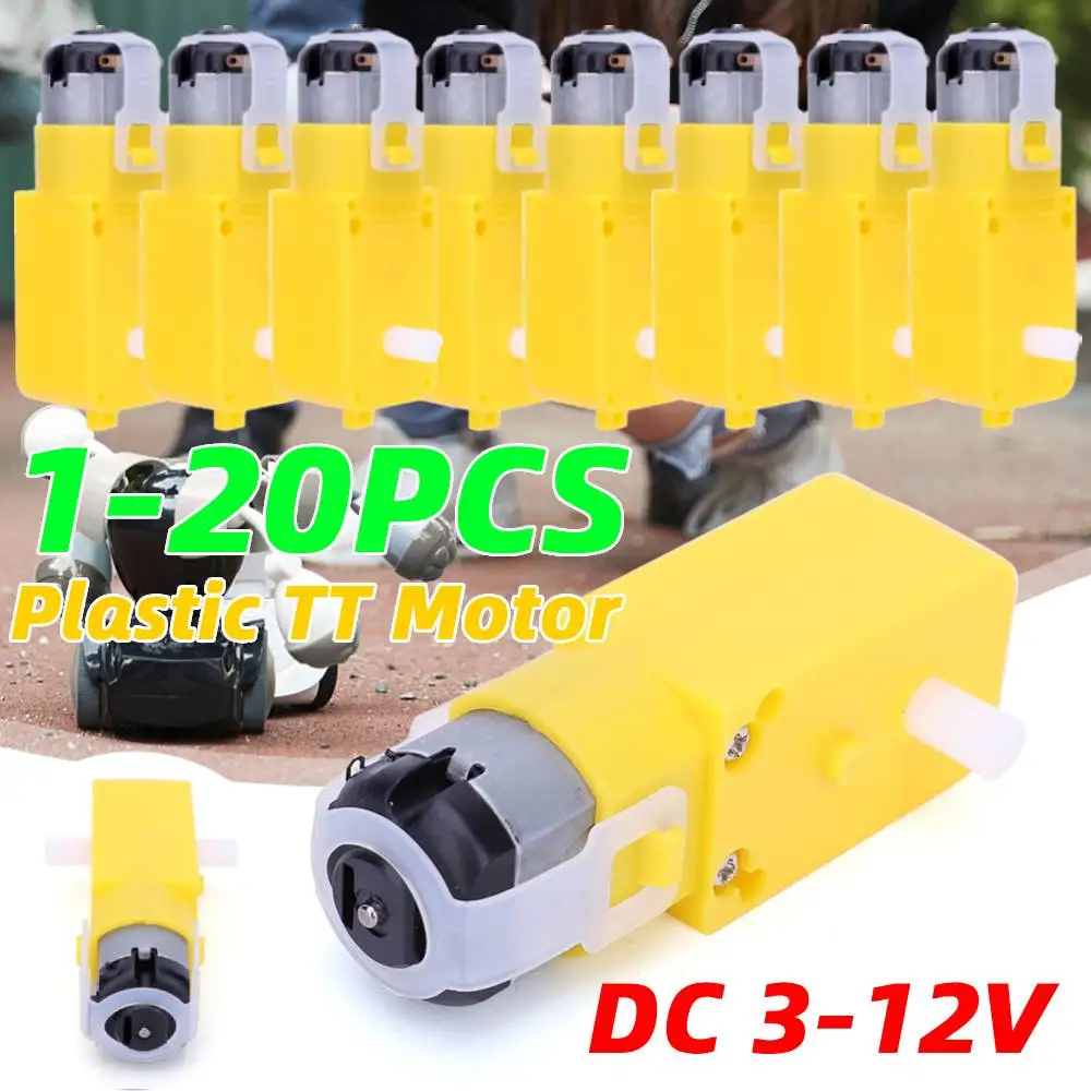 1-20PCS Dual Shaft Geared Motor Gearmotor DC 3-12V Smart Car Motor for Smart Car Robot 1:48 Plastic TT Motor Tire Wheel