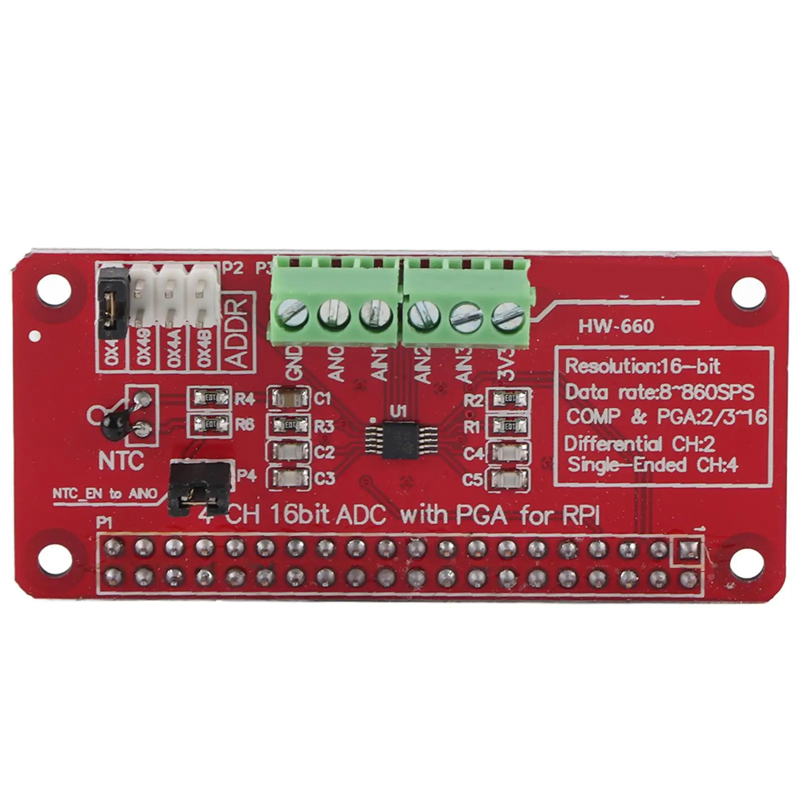 16-Bit ADC Module for Raspberry Pi for 3 /2/B+ Analog to Digital Converter