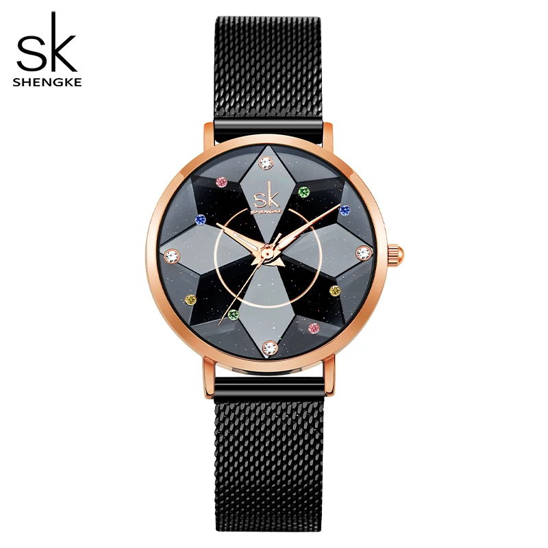 Shengke Fashion Diamond Women Watches Hot Sales Woman's Quartz Wristwatches Top Luxury Ladies Clock SK Original Mujer Montre