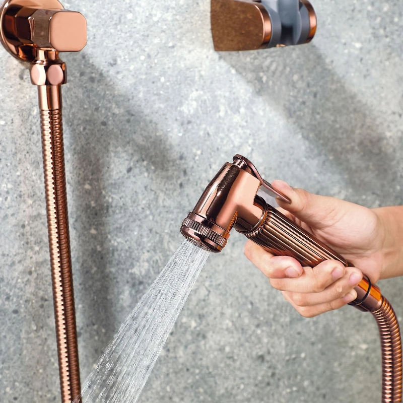 All copper rose gold spray gun Woman washer toilet set companion booster nozzle copper angle valve spray gun three-piece set