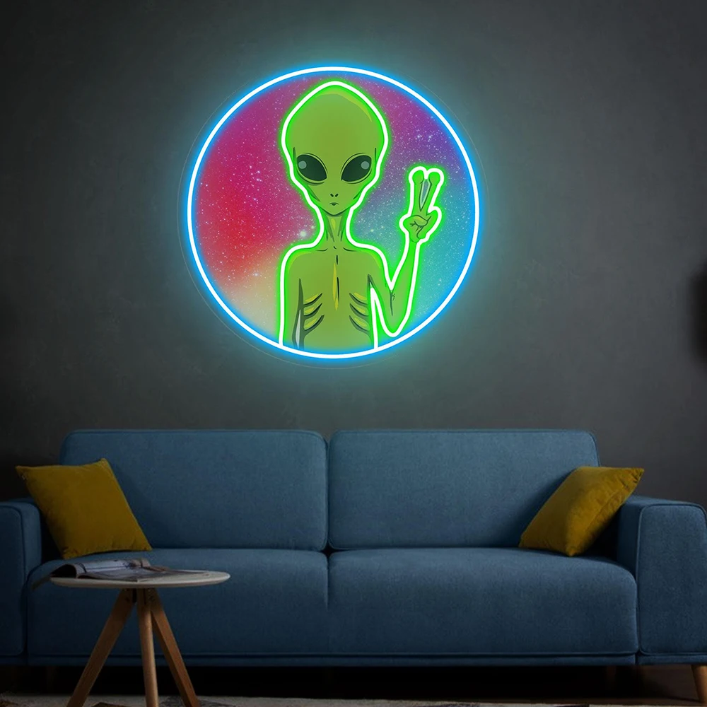 

Alien Neon Sign UFO Neon Wall Decor Bedroom Led Night Light Creative Home Bedroom Kids Room Wall Neon Lamp Personalized Gifts