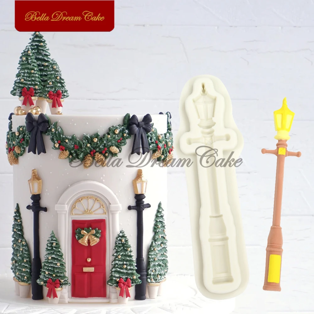 Mini Lamp Post Design Fondant Silicone Mold​ 3D Chocolate Mould DIY Gumpaste Clay Molds Christmas Cake Decorating Tools Bakeware