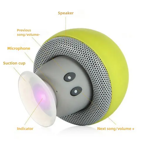 Mini Bluetooth Speakers Wireless Mushroom Design Portable Speaker Small Stereo Waterproof Suction Cup Phone Holder мини колонки