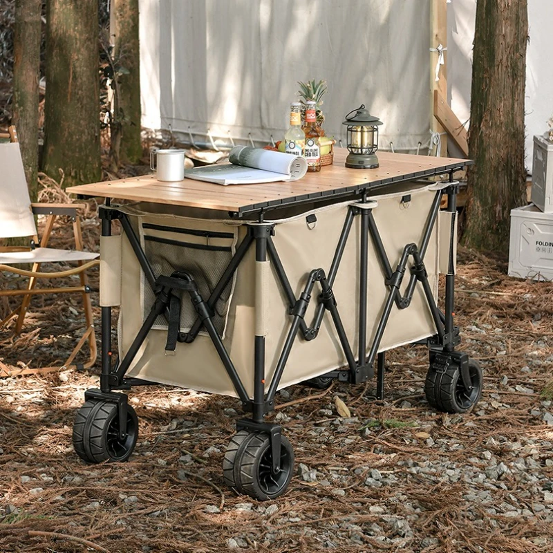 

250kg Capacity All-Terrain Folding Camping Cart,210L Heavy-Duty Utility Wagon with 3-Second Fold Universal Wheels Transport