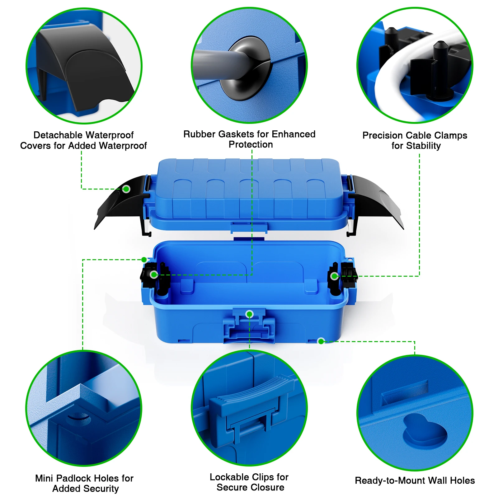 1 حزمة صندوق كهربائي صغير 20.5x12.5x8 سنتيمتر مع صندوق كهربائي خارجي كبير 32x22x13 سنتيمتر ل شرائط الطاقة الحبال المقابس المستقيمة