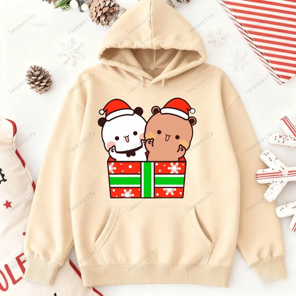 Bubu Dudu's Christmas Hoodie Bubu Dudu Christmas Couple Tracksuit Drop Shoulder Tracksuit Long Sleeve Street Fashion Sportswear