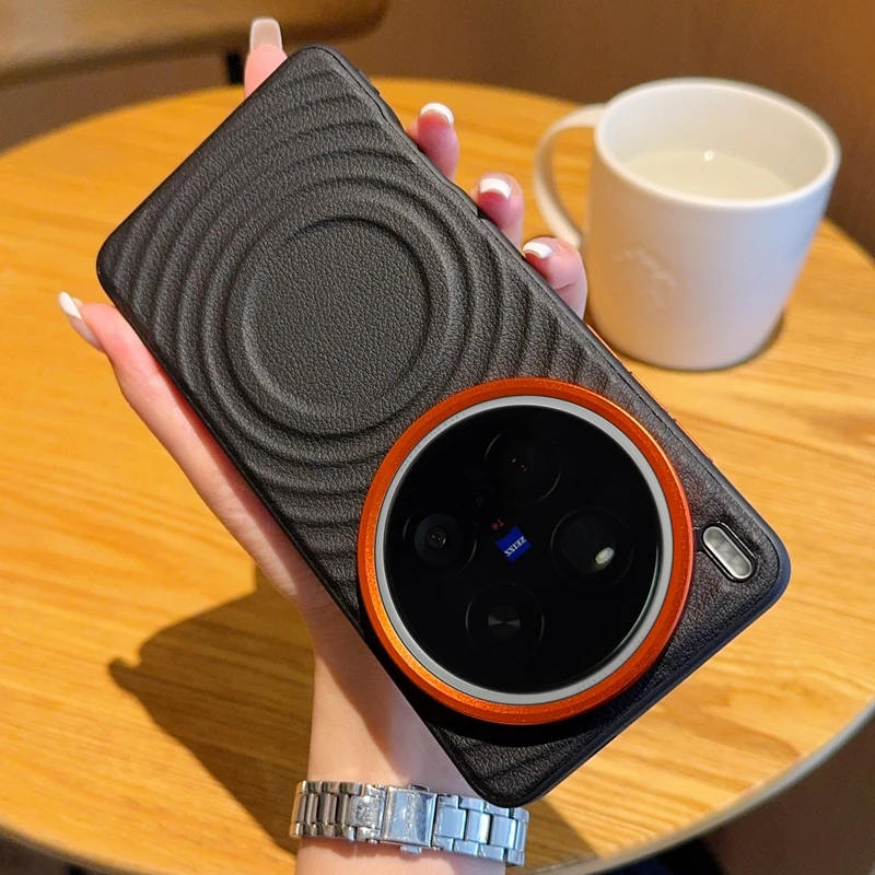 Para vivo x200s, x200 pro, x200 ultra, x200 pro mini caso elvv magnético luxo ondulação padrão couro do plutônio dropproof proteção capa