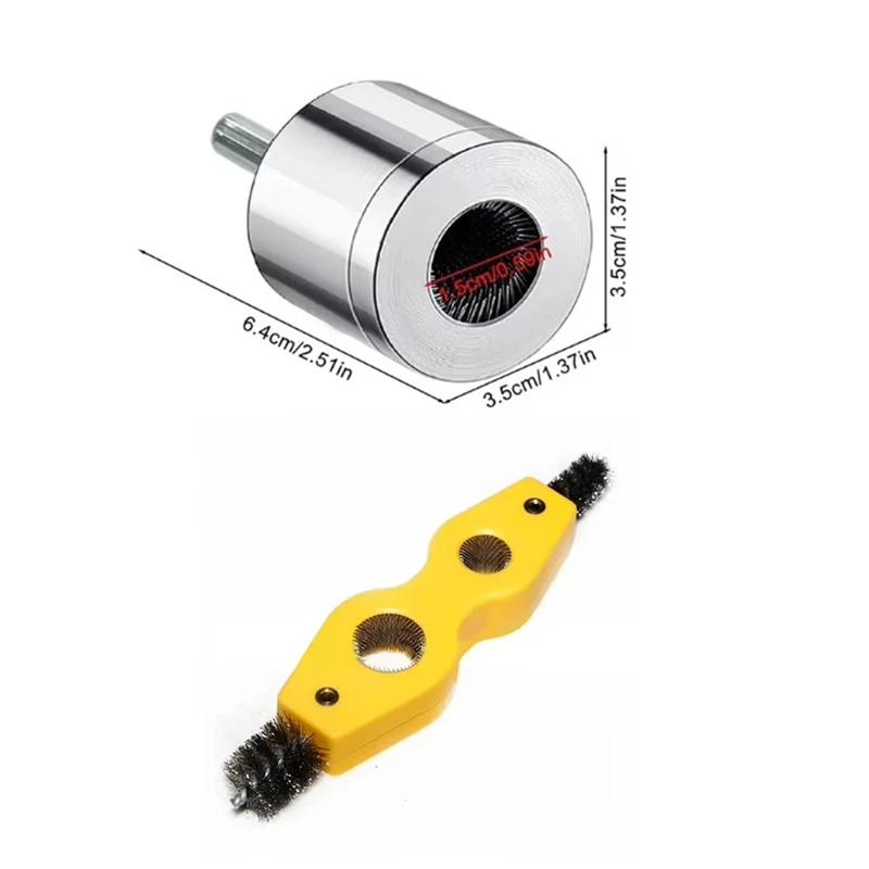 Limpiador de tubos de cobre AD23 con cepillo de batería 4 en 1, doble para taladro, tubo de limpieza de plomería, accesorios de cepillo de batería