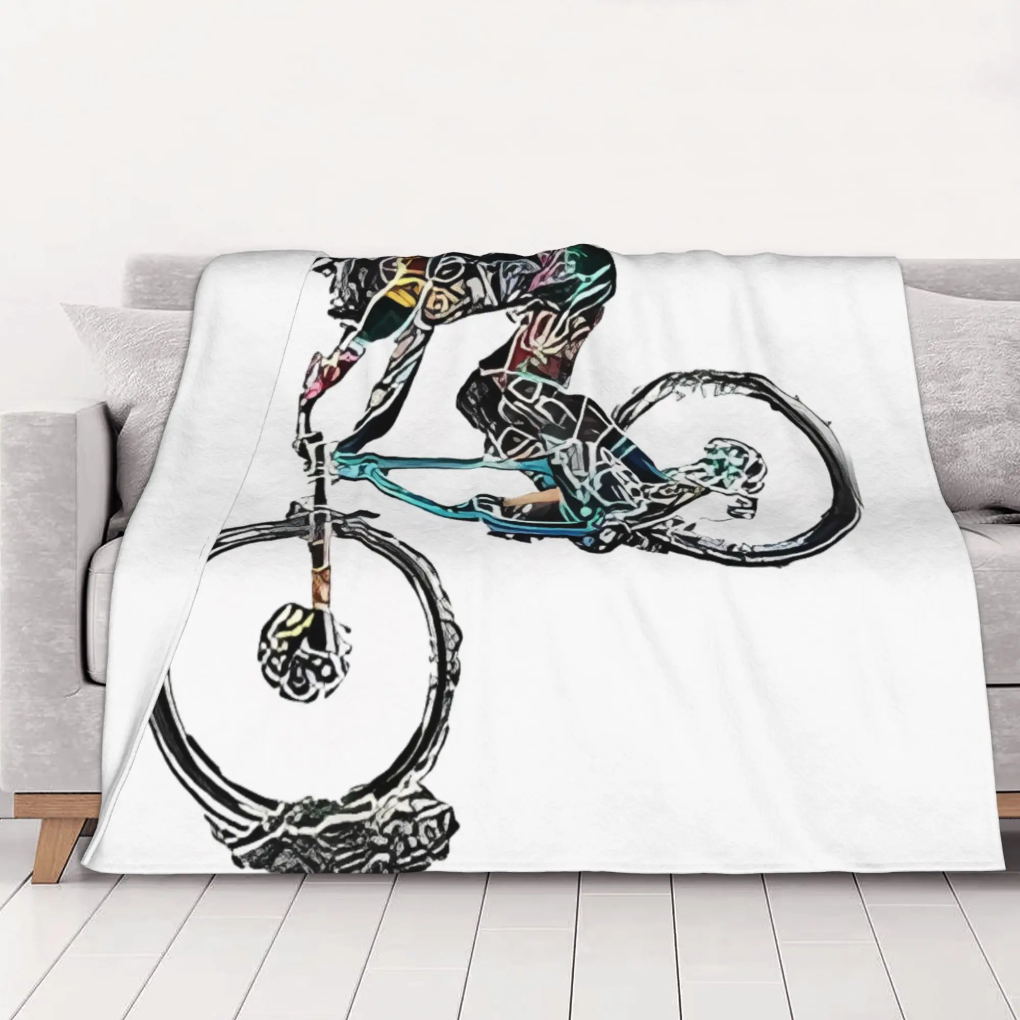 1PC Downhill Mountain Biking Mountain Bike MTB home room decorations Winter Blankets for Adults Bedding Home Interior Sofa Knee