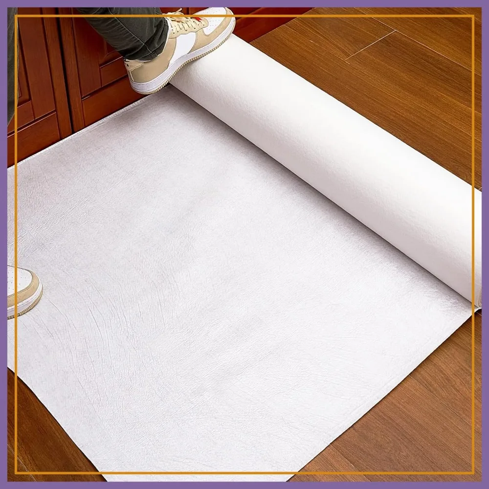 

Temporary Floor Protection Anti Slip Carpet Protector Reusable Waterproof Self Adhesive Padded Floor Covering, Paint Proof, Protects Hardwood and Tile, 150 Feet