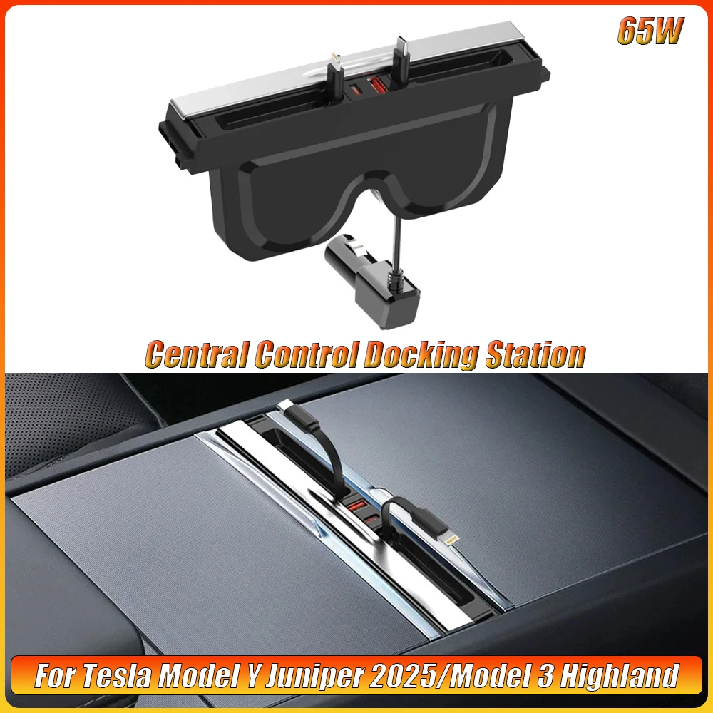 

65W Quick Charger USB Shunt HUB Intelligent Docking Station Adapter Powered Splitter Extension for Tesla Model 3 Y Juniper 2025