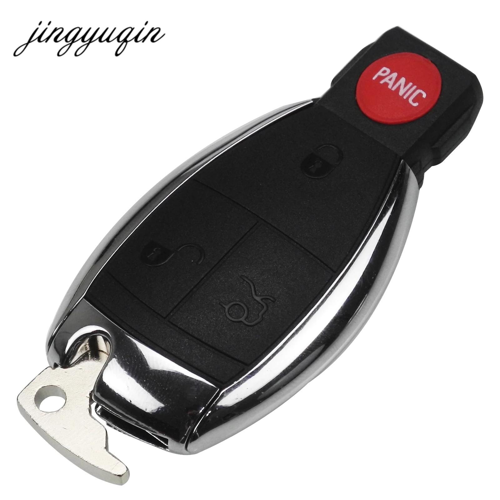 

jingyuqin Car Key Case Shell Keyless Remote Fob Uncut Blade fit Mercedes for Benz E C R CL GL SLK + Battery Clamp Holder 4BTN