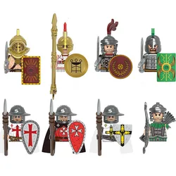 Europe Middle Ages Knights Templar Action Figures Roman Gladiator Mini Bricks Doll Assemble Building Blocks Toys for Children