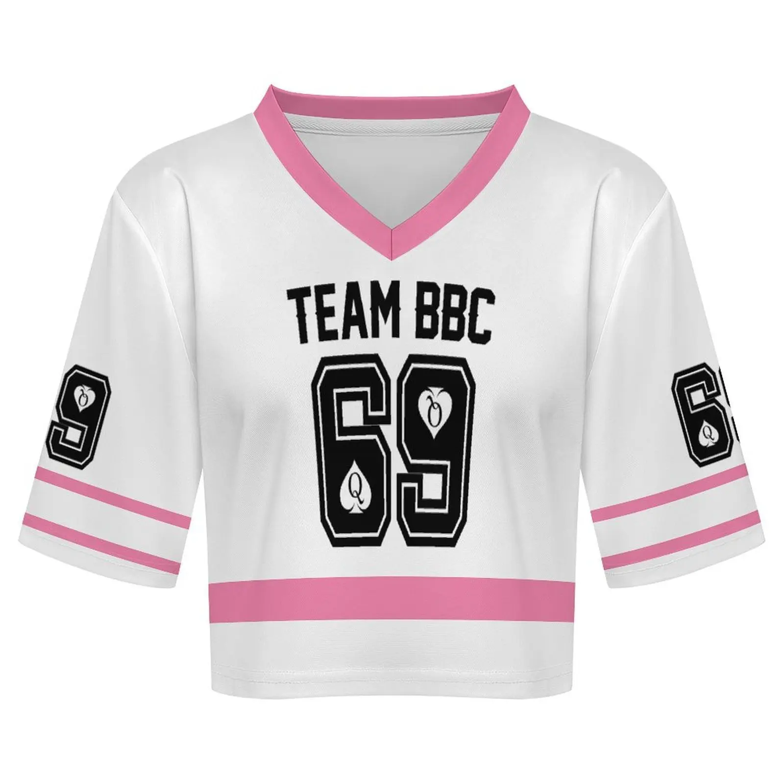 Customized Women's Jersey Shirts Hip Hop V Neck Short Sleeve Crop Top Graphic Tees image 3