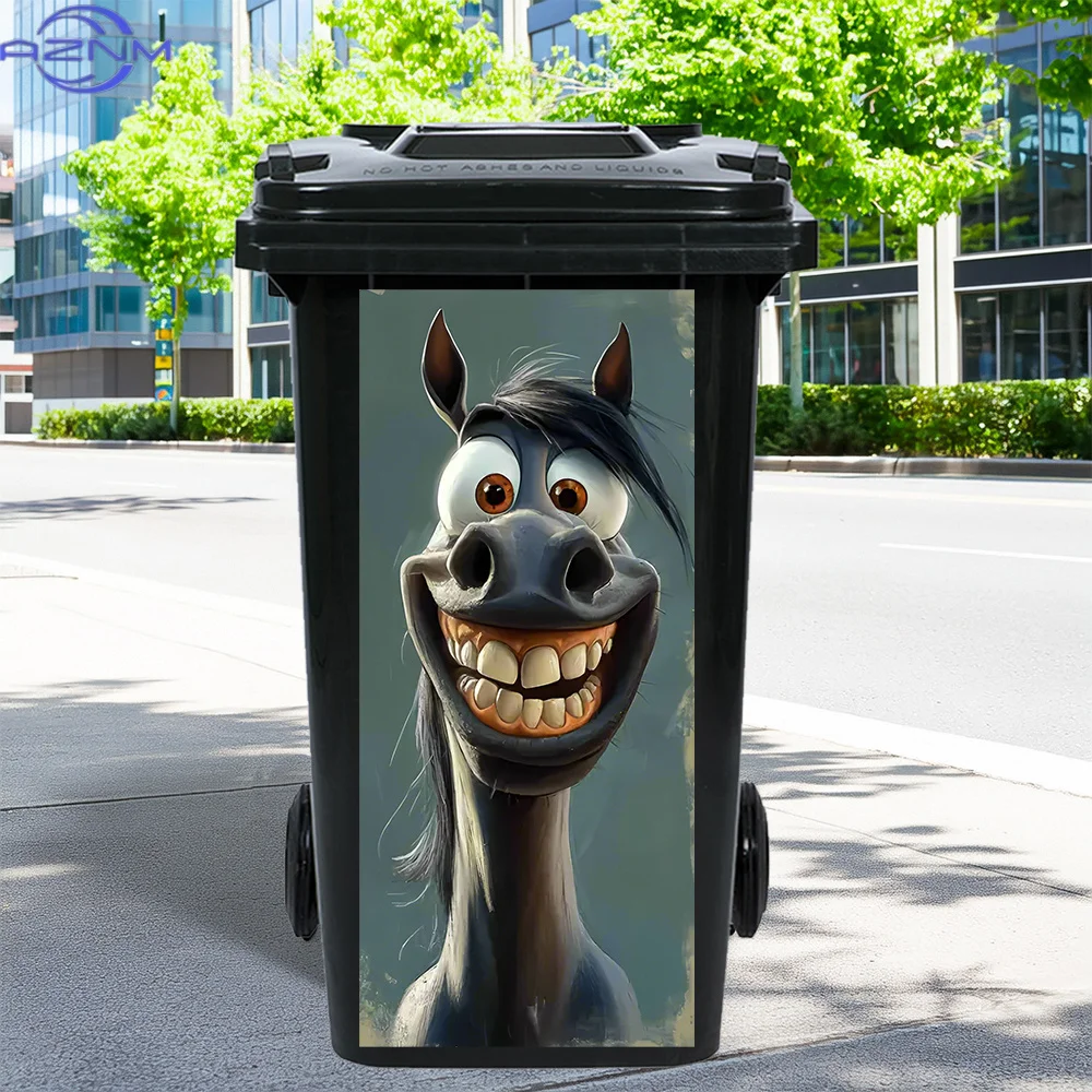 One Humorous Horse-Themed PVC Sticker for Trash Cans, Featuring Waterproof And Removable Adhesive. Perfect for Decorating Tras