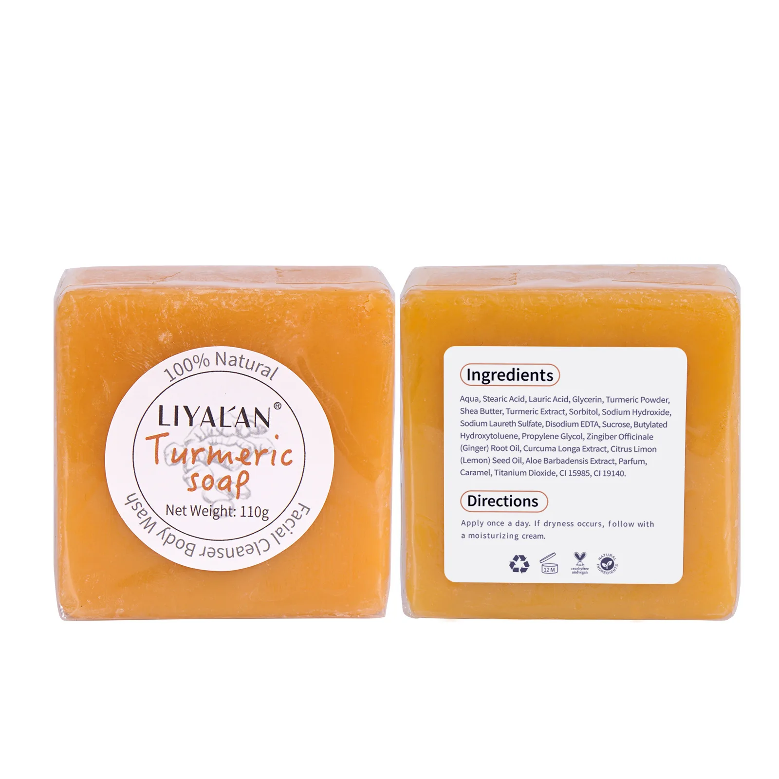 

Turmeric Soap 110g Handmade Oil Control Soap for Face Body Cleansing with Essential Oil