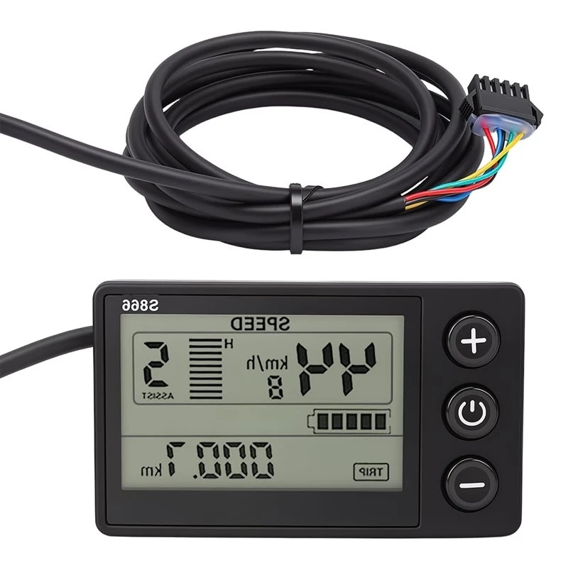 【A17Z】S866 36V Electric Bicycle Display LCD Meter, Speedometer Odometer, Control Panel For 0.9In Handlebar Black