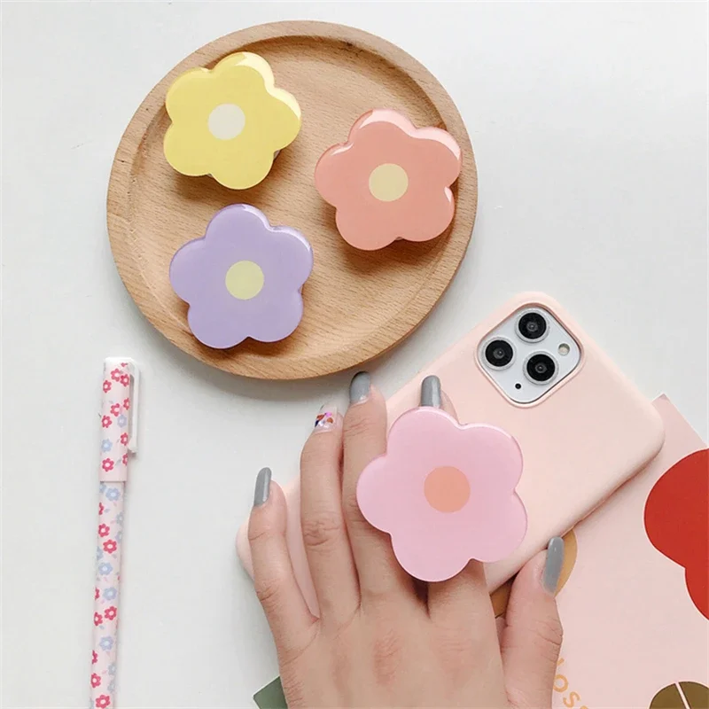 Korea Cute Glossy Colorful Flowers Phone Grip Tok Griptok Holder Ring For iPhone 14 Accessories Lovely Phone Stand Socket Holder