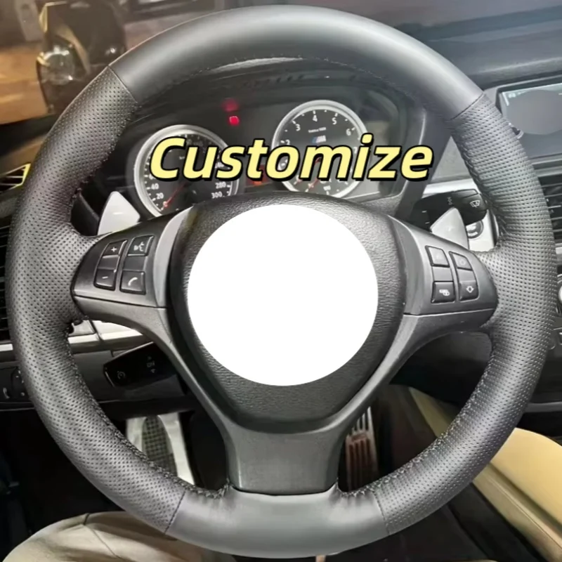 

Customize Hand Sewn Accessories Trim E70 2006-2013 X6 E71 2008-2014 E72 2009 2010 Leather Car Steering Wheel Cover For BMW X5