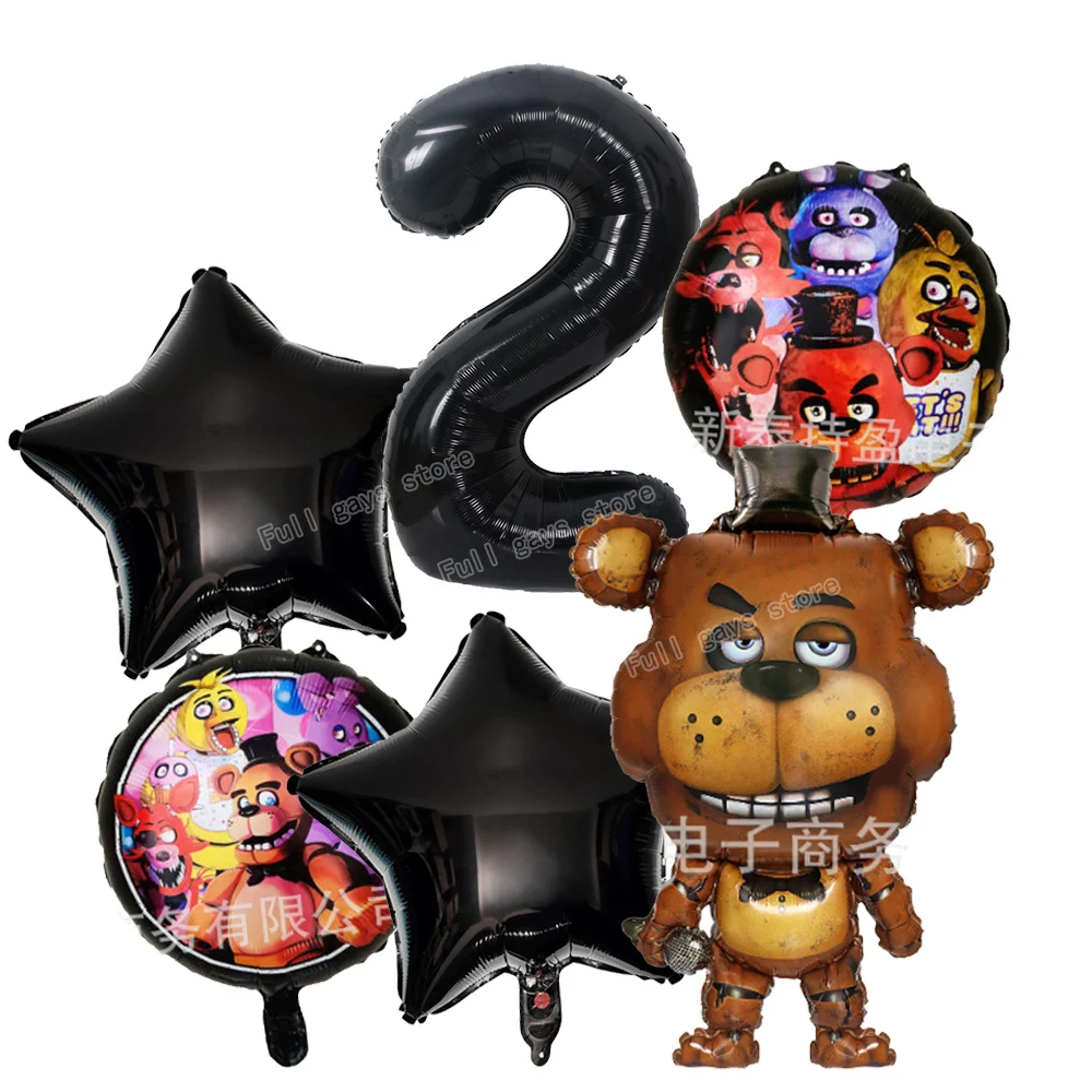 Five Night at Freddys Ballons 베이비 샤워 장식, 어린이 생일 파티 장식 용품, FNAF 베어 피규어 글로벌 액세서리