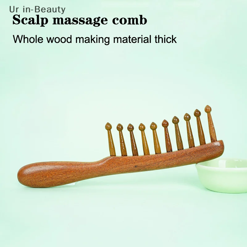 Natural Wooden Comb Meridian Massage Anti-static No-snags Wide Tooth Comb For Women Girl Straight Curly Hair