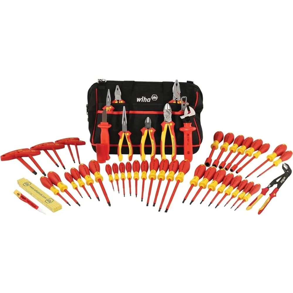 32874 Insulated Tool Set with Pliers, Cutters, Nut Drivers, Screwdrivers, T Handles, Knife, Ruler and Voltage detector