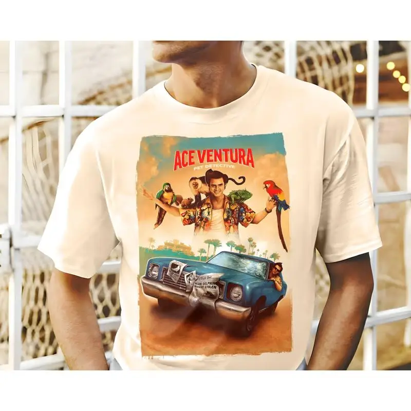 

Футболка Ace Ventura V6, винтажная, 8 цветов, DTG, цифровая печать, РАЗМЕРЫ S 5XL