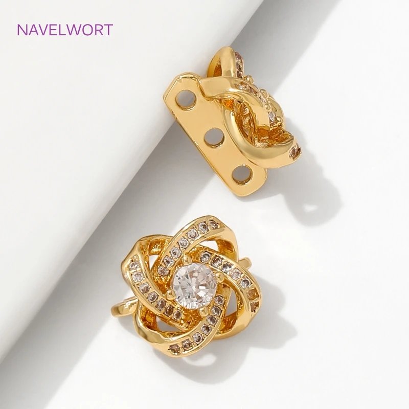 18K مطلية بالذهب مطعمة الزركون الخرز فواصل موصل ، النحاس 2/3 حفرة فاصل فواصل DIY بها بنفسك الديكور مجوهرات اكسسوارات