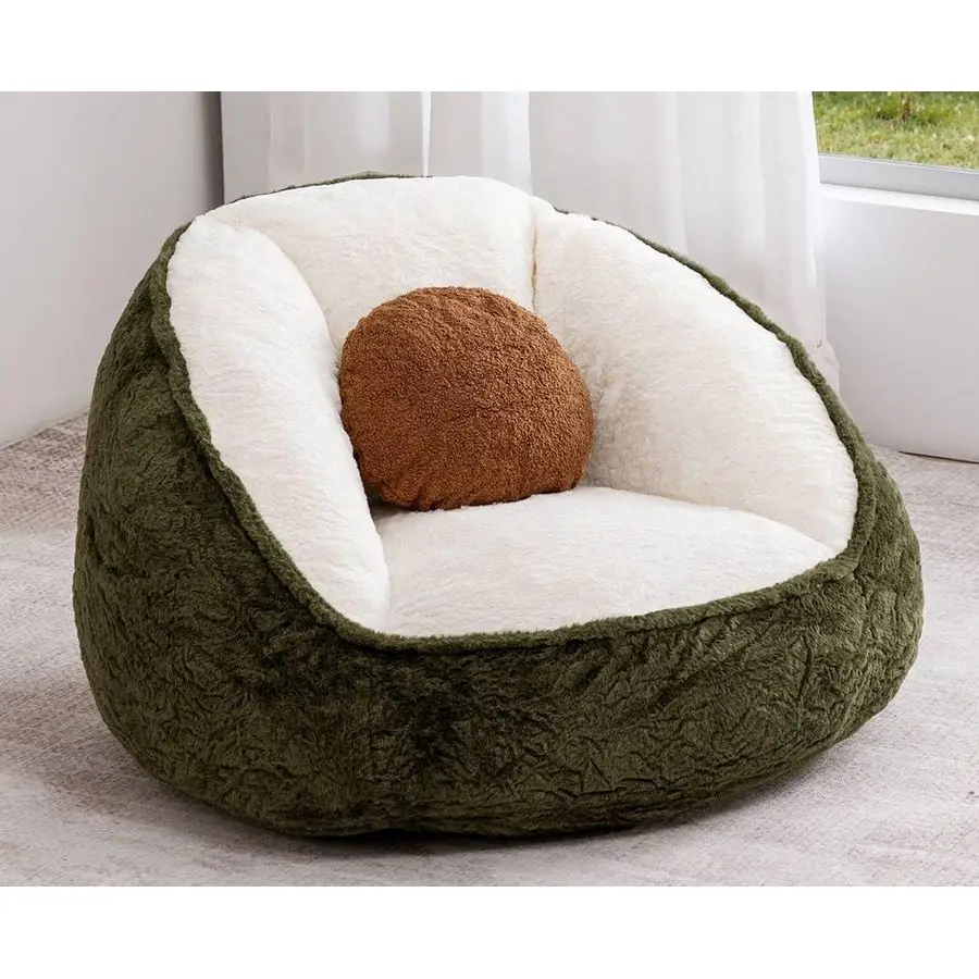 

Bean Bag Chair Medium Size for Adults Teen Kids Comfy Faux Fur Bean Bag Couch with Back Support Stuffed Lazy Floor Sofa for Liv