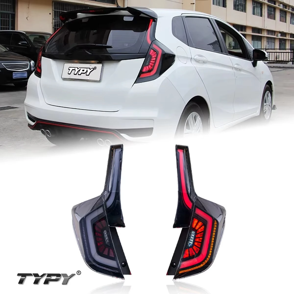 Modified LED Taillight with DRL, Turn Signal and Brake Lamp, Bright & Even Light Output, Fit Honda Fit GK5 14-19