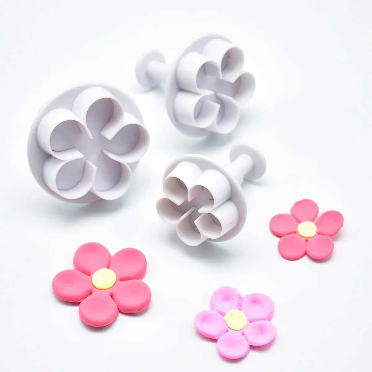 3Pcs/Set Mini Heart Flower Mold Plastic Plunger DIY Cake Decorating Tools Fondant Sugar Craft Biscuit Cookies Cutter Mould