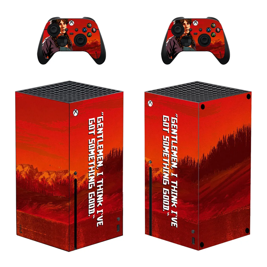 Red Dead Redemption 2 Skin Sticker Decal Cover for Xbox Series X Console and 2 Controllers Skins Vinyl