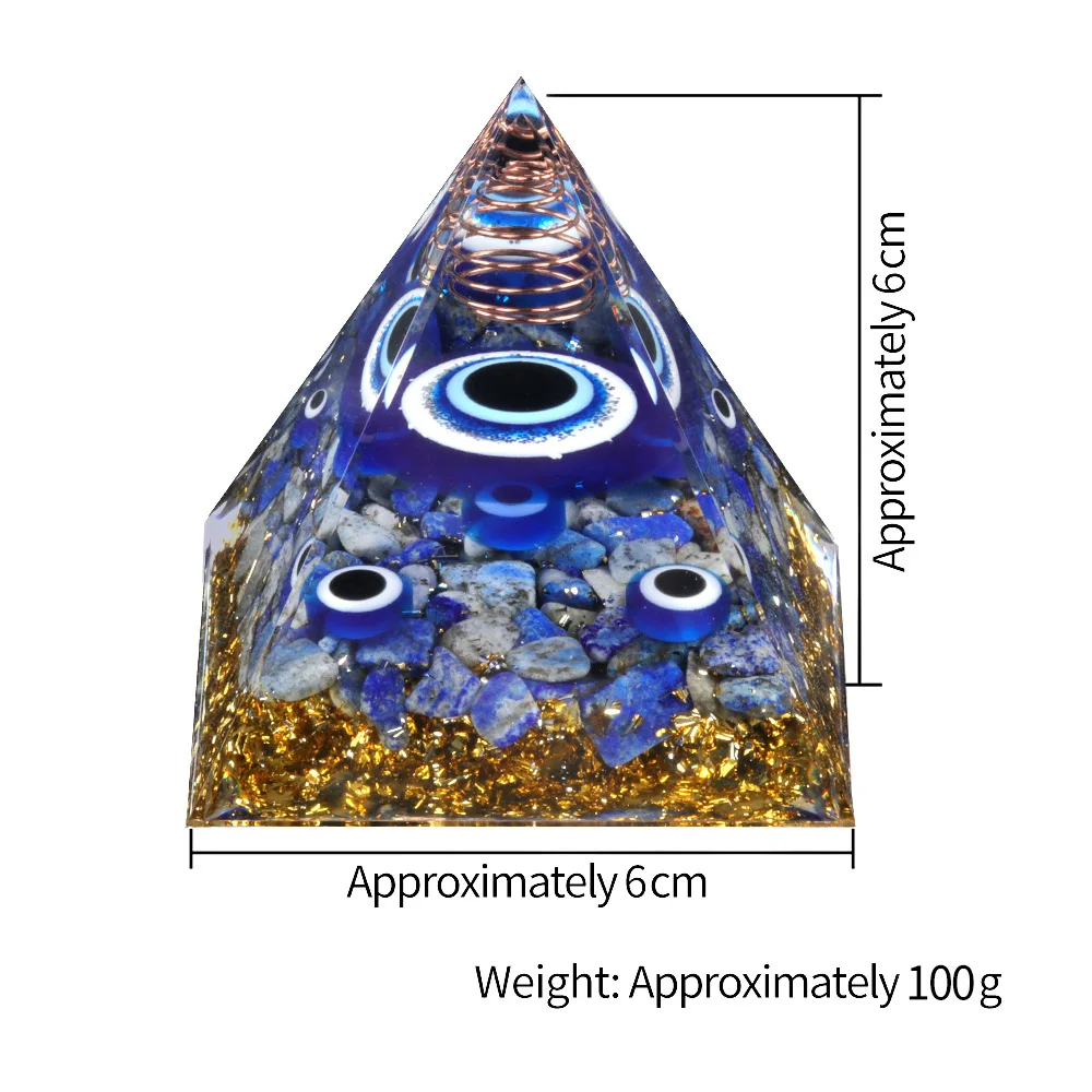 Crystal Energy Pyramid Orgonite Devil's Eye Ball Pyramid Reiki Healing Crystals Chakra Tool Ornaments Resin Stones Craft Kids