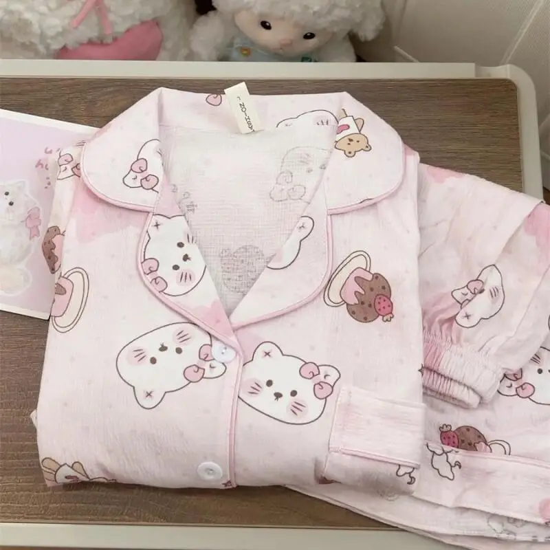 

Korean Fashion Women's Short Sleeved Shorts Pajamas Summer Youth Loose Suit Cartoon Anime Girl Home Clothes Skin Friendly Soft