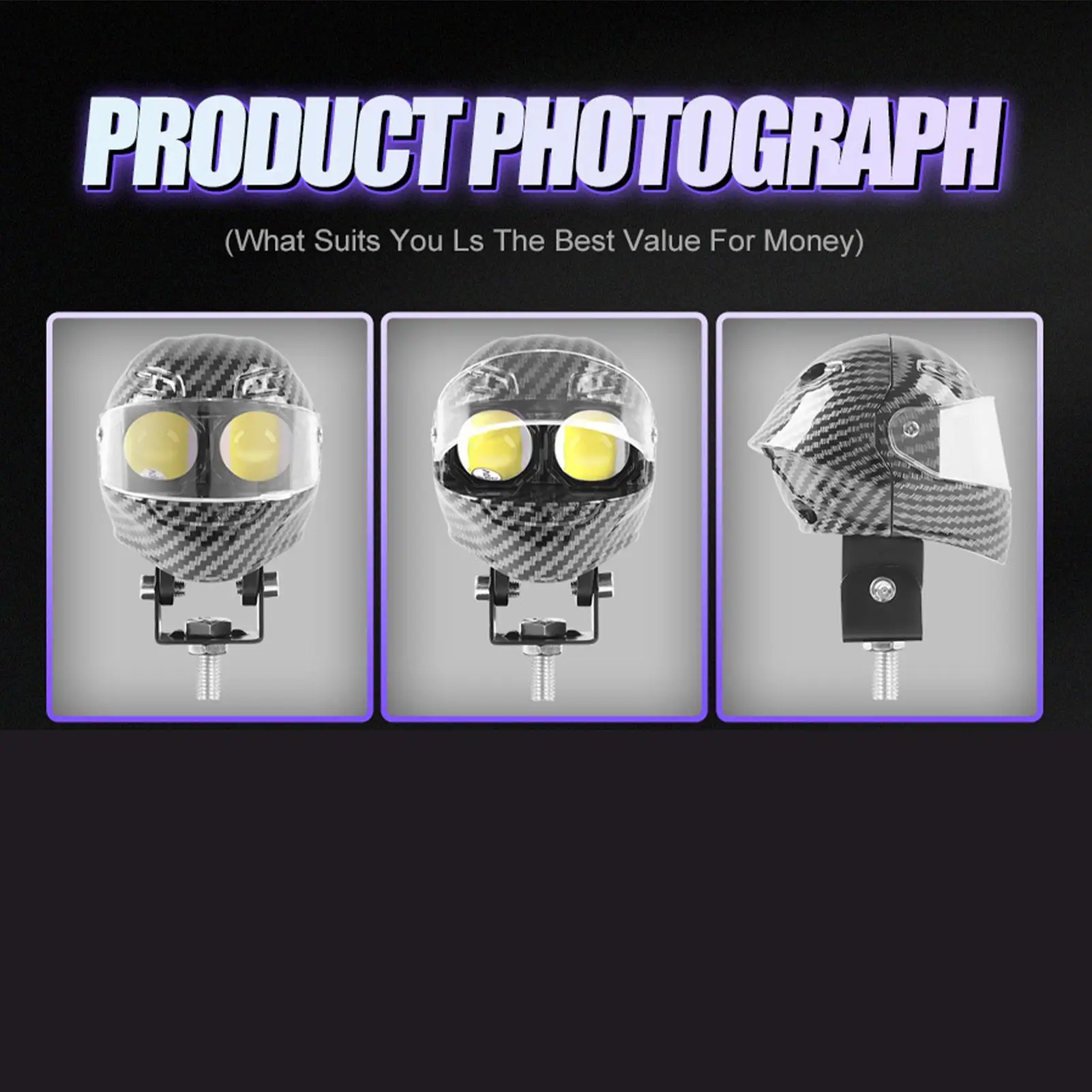 Motorcycle LED Fog Lights Waterproof LED Spotlight Helmet Shape Double Color Flash Motorcycle Work Light For Road Touring