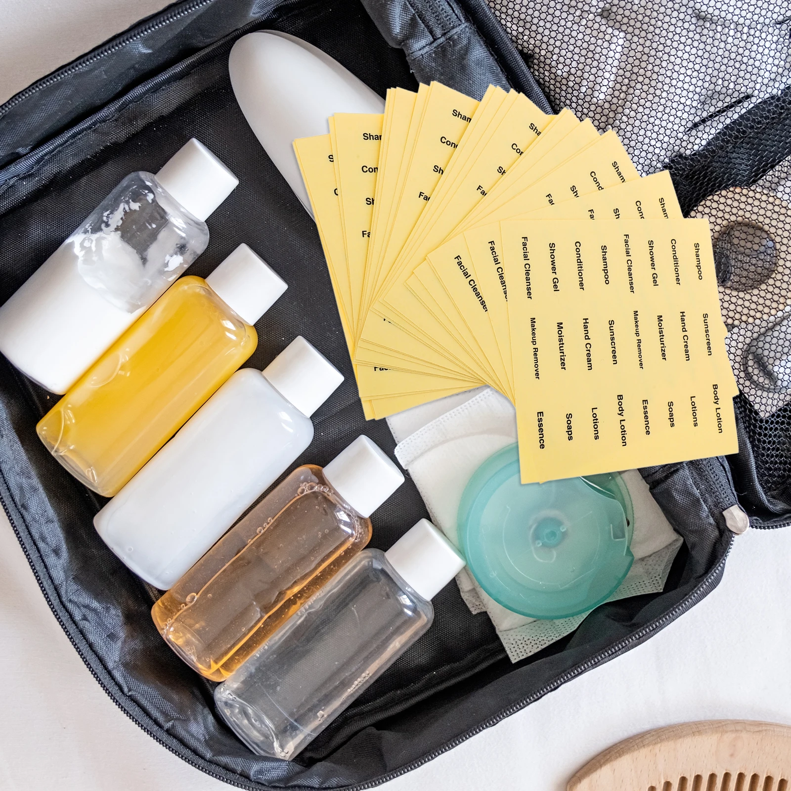 

24pcs Waterproof Travel Toiletries Labels Stickers for Skincare Dispensing Bottles Bathroom ganization Clear Toiletry