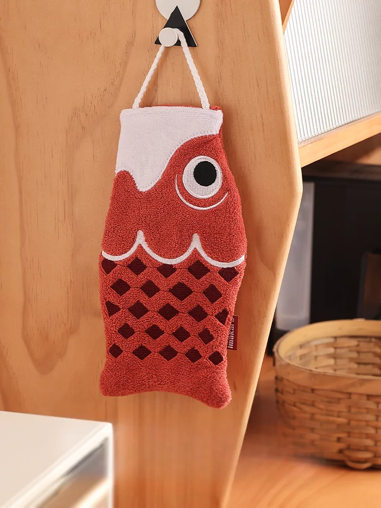 Lovely Koi Hand Towel New Hanging Absorbent Dry Towel Household Accessories Kitchen Double-sided Thickened Children\'s Hand Towel