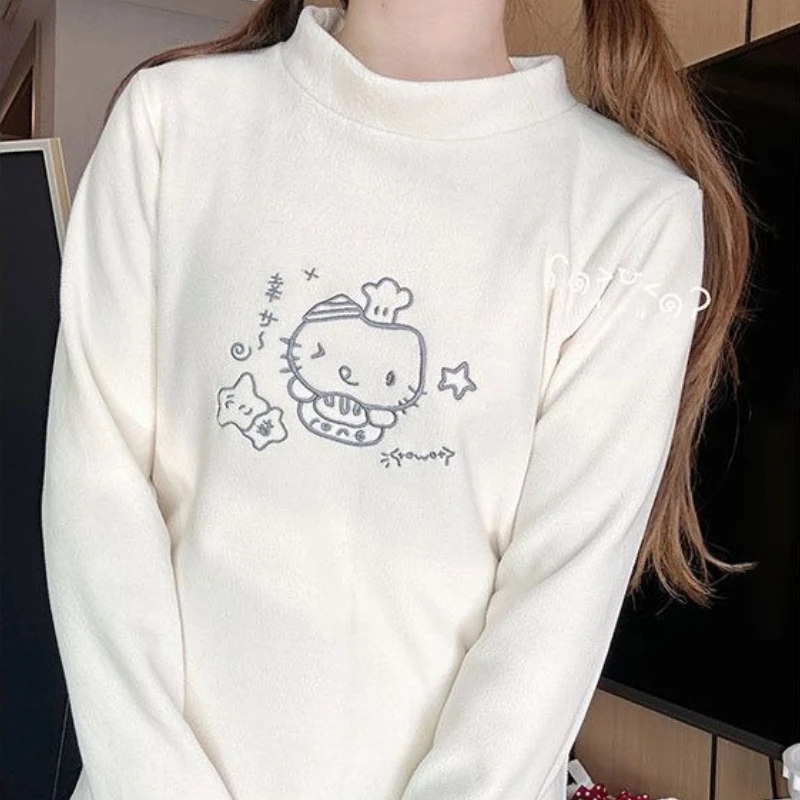 

Kawaii Cuteore Lolita женские футболки в японском стиле Y2k водолазка с вышивкой мультяшного кота футболки мягкие девушки с длинными рукавами внутри топ