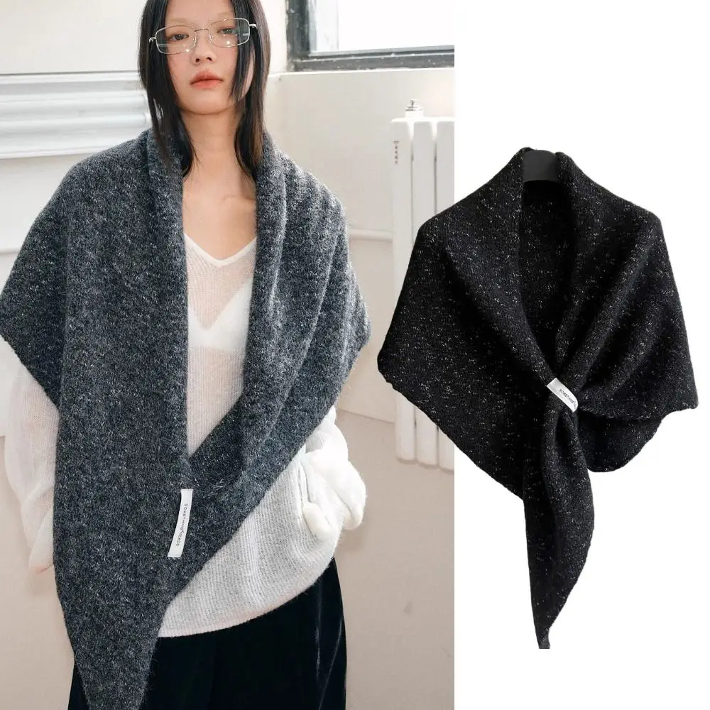 

Женская мода, осень-зима, теплая шерстяная вязаная шаль, термобелье, высококачественный треугольный шарф, корейский защитный шарф для шеи