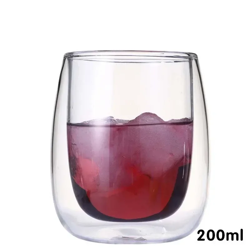 Wine Glasses Drinking Tumbler, Whiskey Vodka Cup, Coffee Juice Water Cups, Tea Creative Mug, Double Bottom Glass, Home