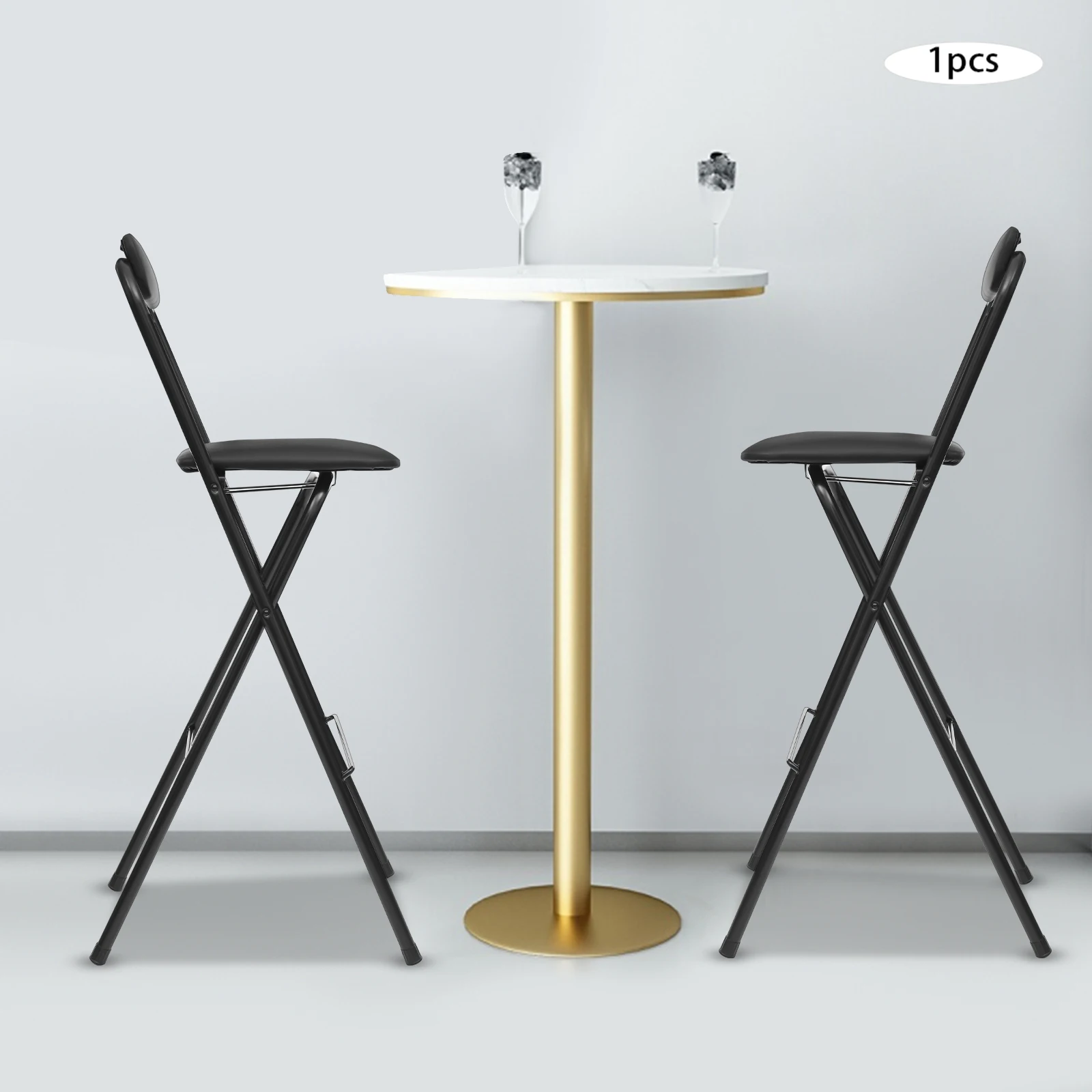 Ready-To-Use&Easy-Clean Foldable Bar Chair For Multi-Scenes - No Assembly Needed, Smooth Surface Wiped With Soft Cloth