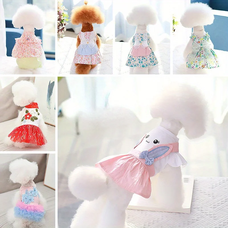 Teddy Puppy Cothes Princess Skirt Spring Summer Thin Cclothes Pet Chihuahua Small Bichon Frise Pomeranian Dress Dog Accessories