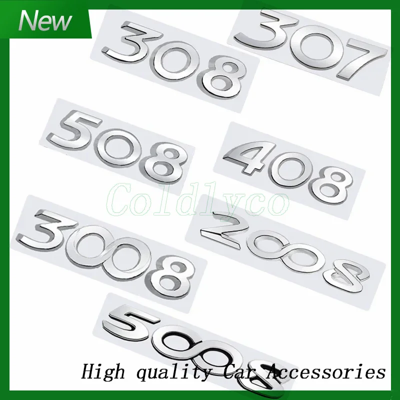 

Chrome Car Emblem Metal Decorative Strips Badge Logo Body Decals Sticker For 107 206 207 208 301 307 308 407 5008 508 Letter