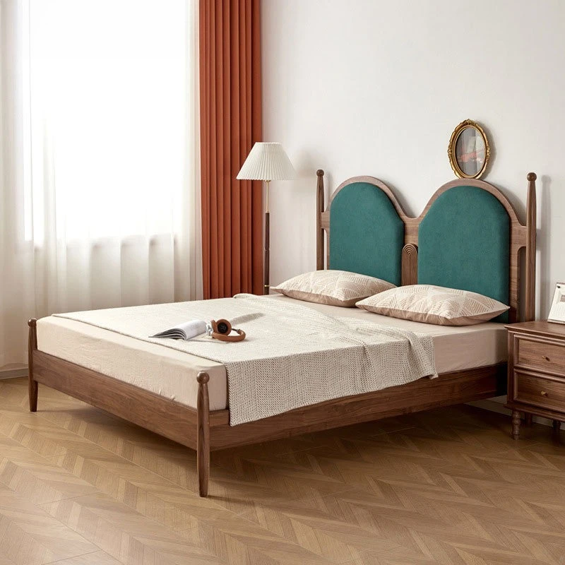 

American retro solid wood double bed