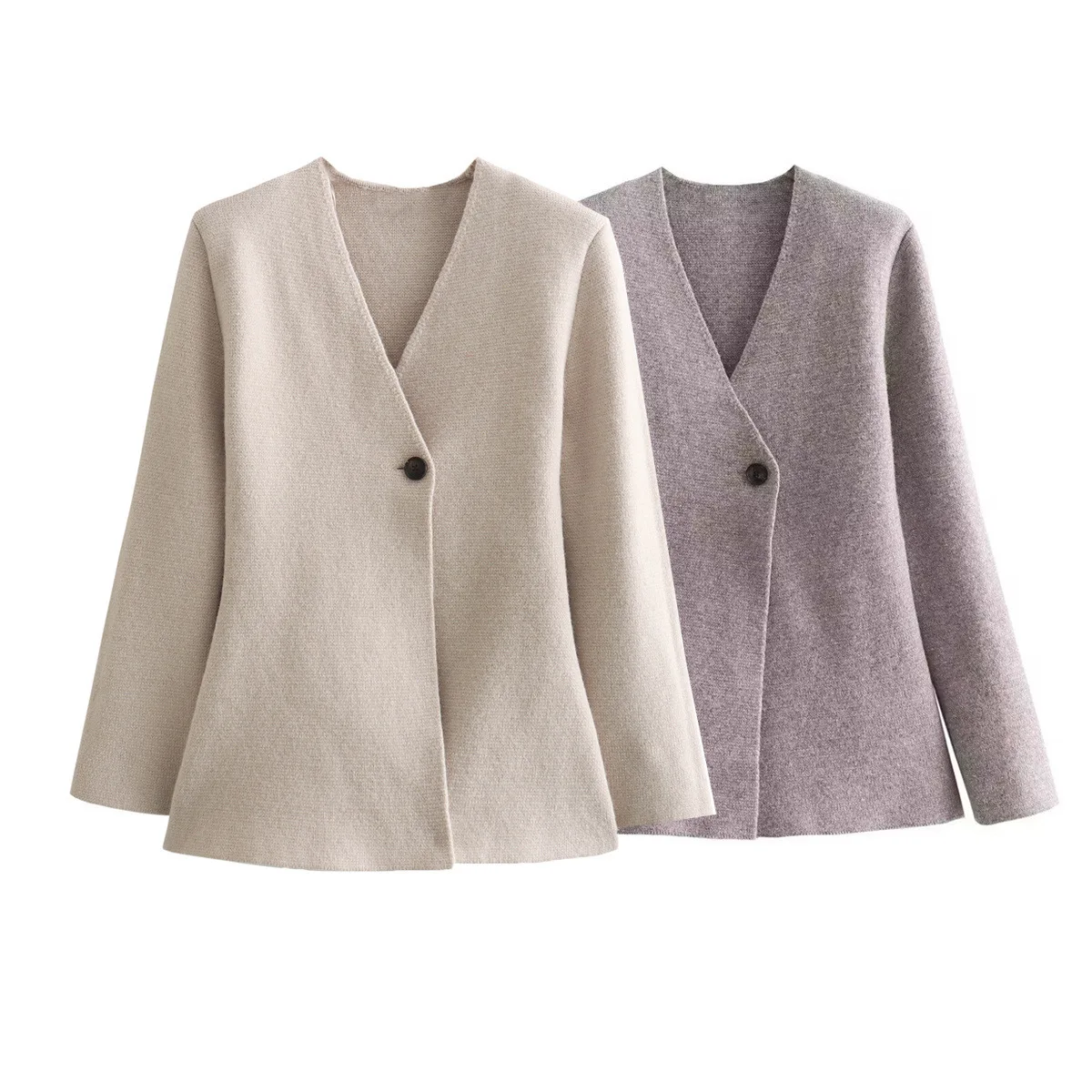 2026 New Women's Fashion Elegant Knitted White Waist Cincher Button Blazer Dress Long Sleeve Elegant Office Dress For Women 86EQ
