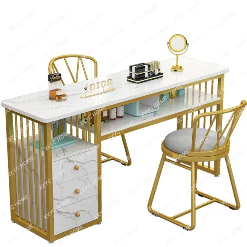 Mesa De manicura nórdica japonesa, Mesa De manicura blanca De diseño Simple dorado, muebles De manicura exquisitos profesionales YX50ZJ