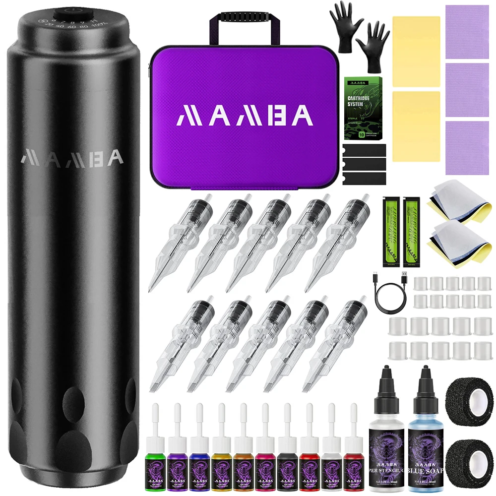 

Беспроводной комплект тату-машины со встроенной батареей емкостью 1500 мАч, набор тату-пистолетов с пигментом для татуировки на 5 мл, ящик для инструментов с чернилами для татуировки