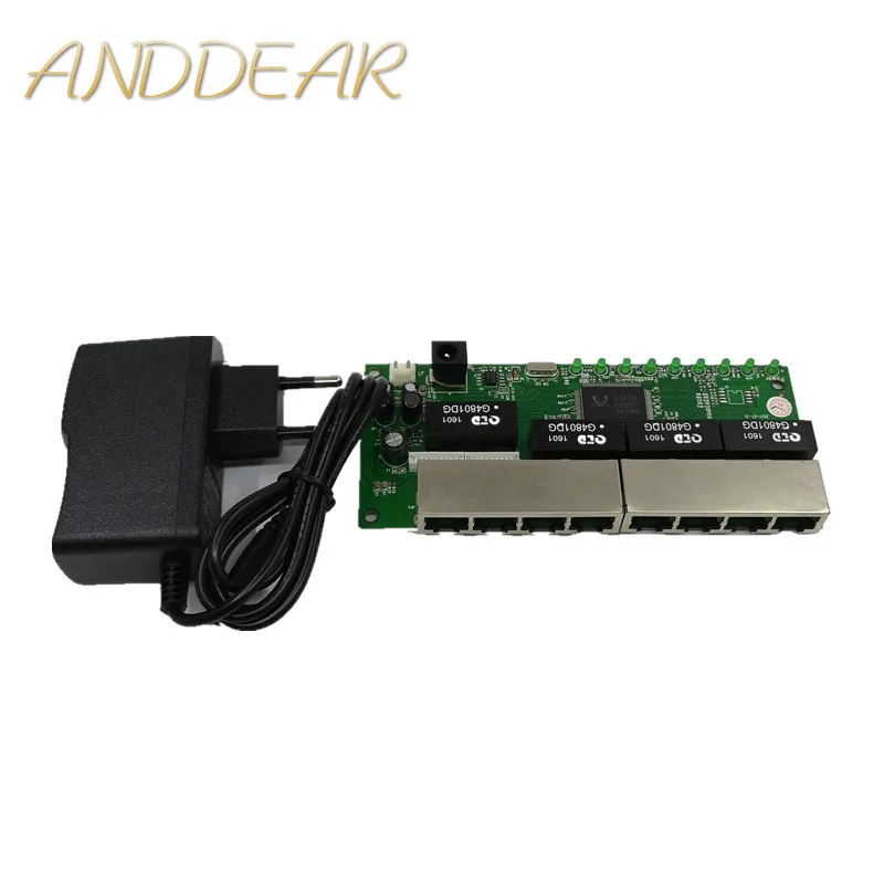 OEM PBC 8 Port Gigabit Ethernet 8 portowy przełącznik spełnione 8 pin way nagłówek 10/100/1000 m centrum 8way power pin płytki Pcb OEM schroef gat