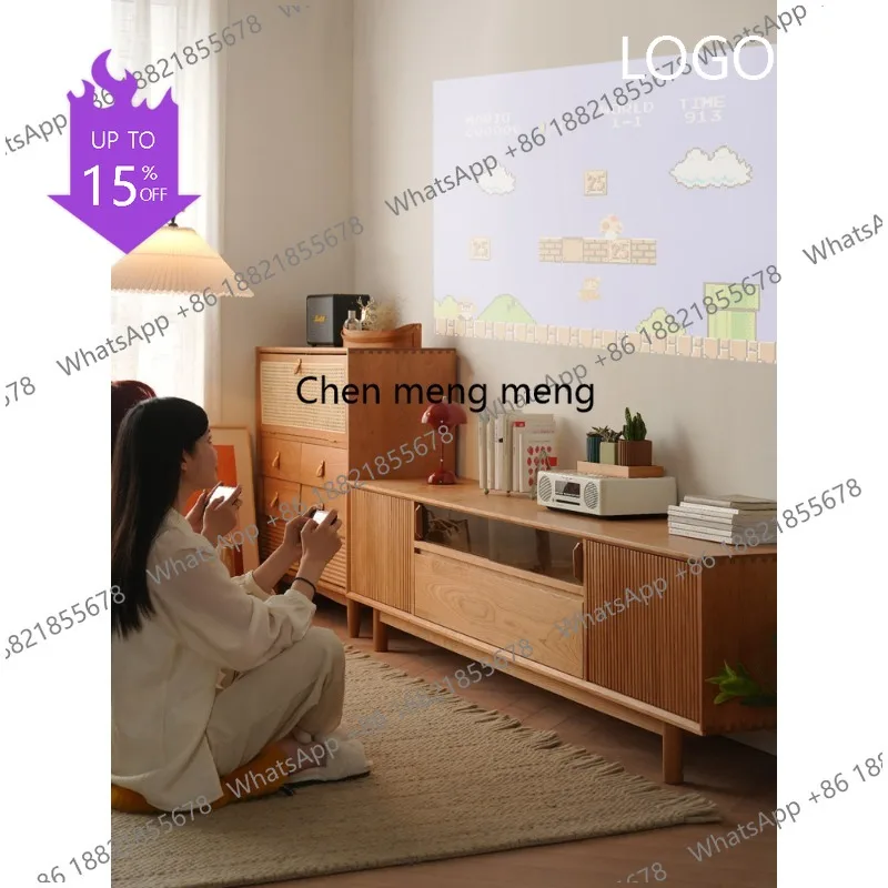 M183 Dun Dun TV Cabinet Cherry Wood Nordic Solid Wood Video Cabinet Living Room Retro Locker